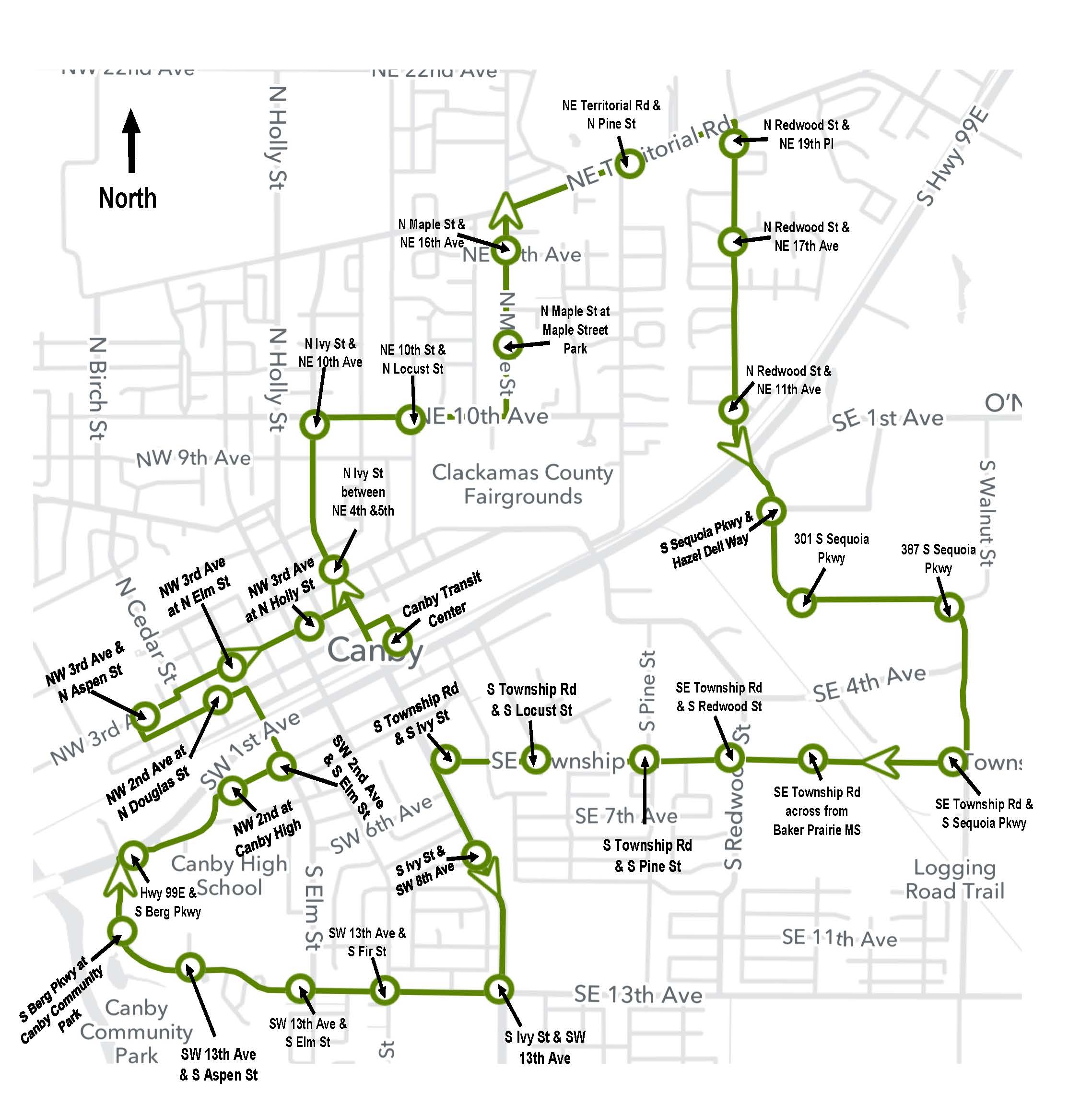 The Canby Loop Canby OR   Canby Loop Map And Stops 