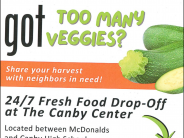 image cucumbers text got too many veggies 24/7 fresh food drop-off at the canby center