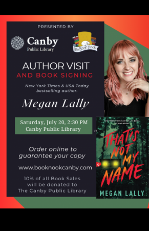 image picture of author megan lally smiling text megan lally author visit and book signing